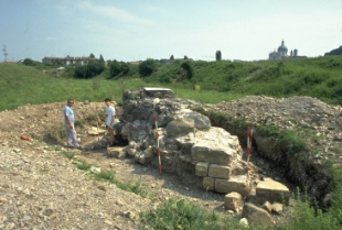 La pila di ponte al termine delle indagini archeologiche